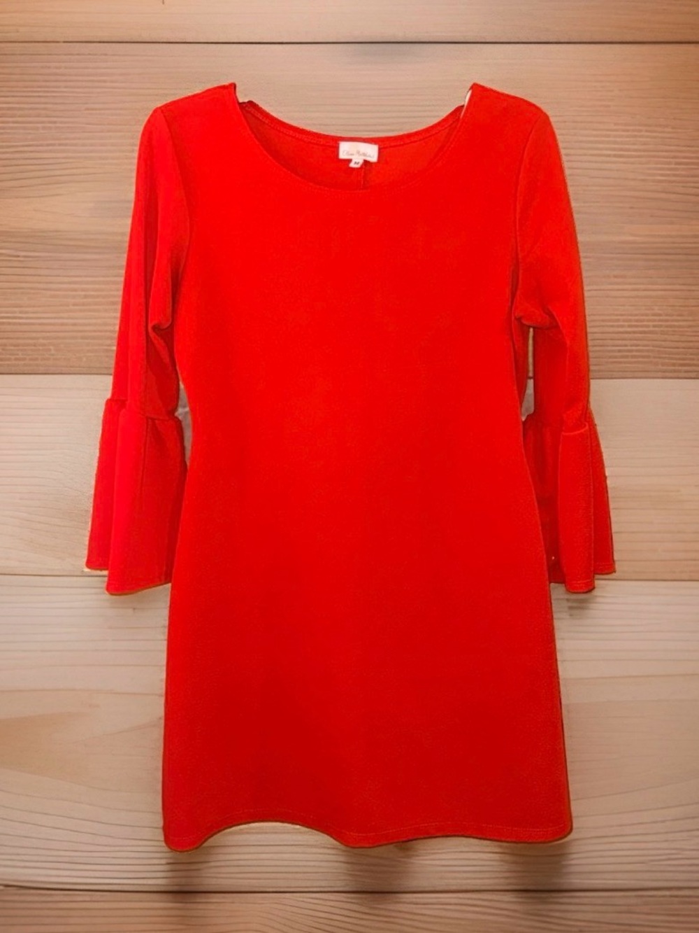 Olivia Matthews Vibrant Red Pop Over Shift Dress w/Flared Sleeves-M-GC